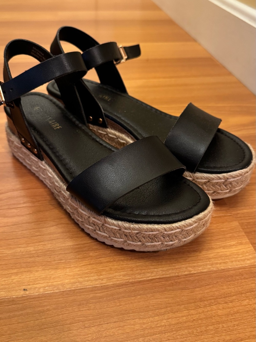 Black CUSHIONAIRE Platform Espadrille Sandals with Ankle Strap - Women